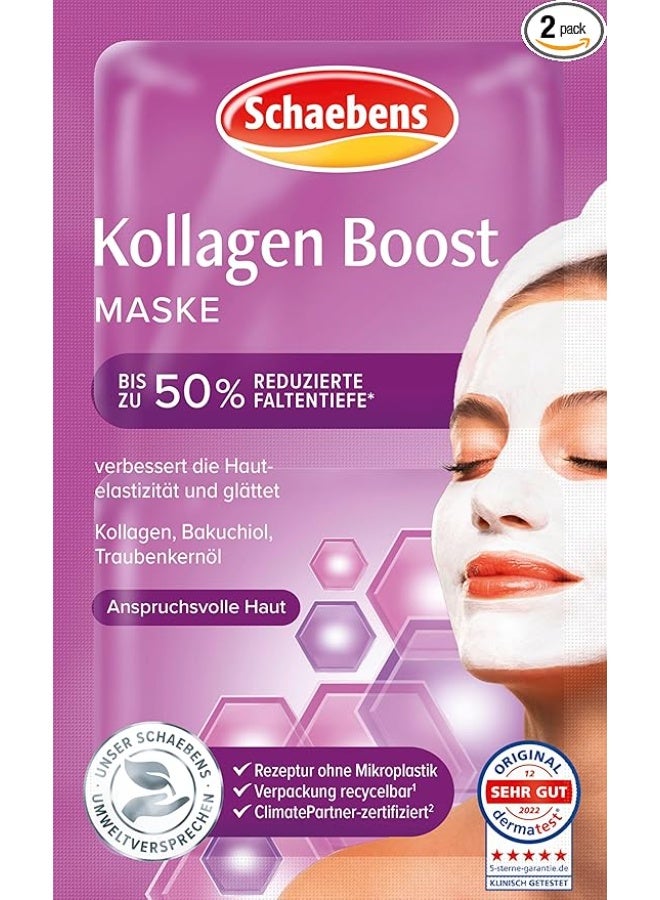 Schaebens Collagen Boost Mask – Intensive Care for Smoother, Younger-Looking Skin – With Collagen, Bakuchiol & Grape Seed Oil – 2 Applications – Made in Germany - Image 1
